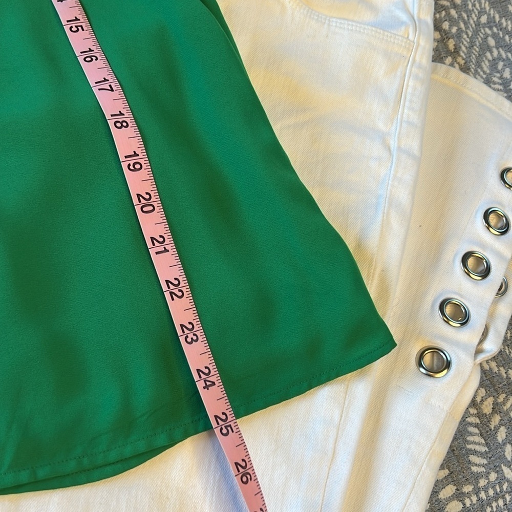 Ruffled Cold Shoulder Feminine Blouse with Short Ruffle Sleeves in Green| S - Picture 9 of 9